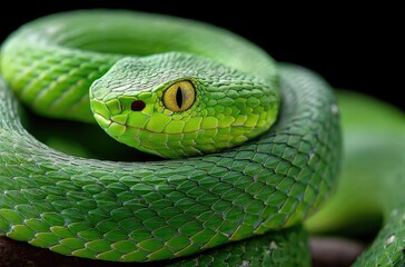 Fototapeta premium beautiful photo of a Green snake on a branch