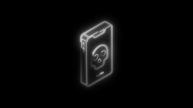 Glowing neon virus icon 4k  isolated on black background. HD Video motion graphic animation