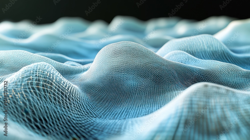 Poster a 3d abstract composition of big data waves, showcasing real-time processing and predictive modeling