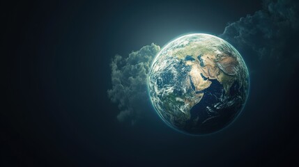 3D Earth icon with realistic textures, clouds, and a soft glow around the planet.