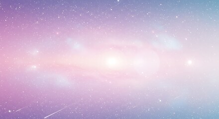 Obraz premium Pastel Galaxy: Serene Cosmic Landscape with Shooting Stars