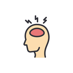 Head pain colored icons, minimalist vector illustration ,simple transparent graphic element .Isolated on white background