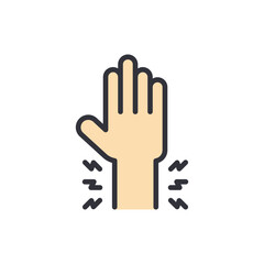 Arm pain colored icons, minimalist vector illustration ,simple transparent graphic element .Isolated on white background