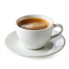 Obraz premium Cup of fresh espresso coffee on white background