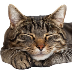 Tranquil feline rest: A peaceful portrait of a slumbering tabby