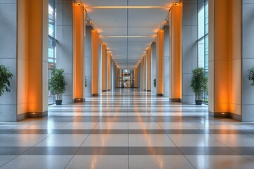 Obraz premium Interior hall showcases tall columns and tiled flooring pattern