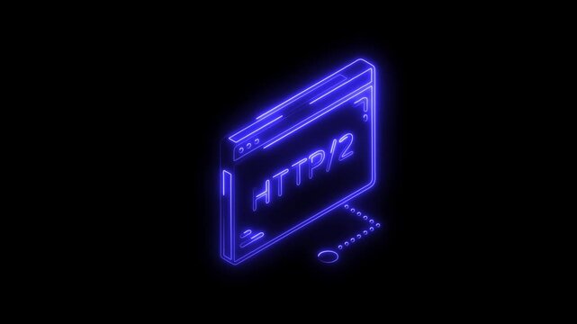 Glowing neon web-programming icon 4k  isolated on black background. HD Video motion graphic animation