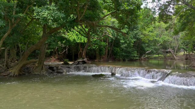 Waterfall in a forest on the mountain in tropical forest at Waterfall Chet Sao Noi in National park Saraburi province, Thailand