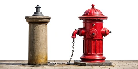 Panoramic City Hydrant Water Fountain - Urban Landscape Photography