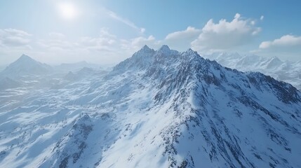 Snow-Covered Mountain Range in Winter