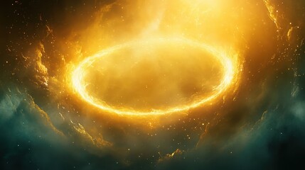 A beautiful gold light halo shining from above, casting a divine and ethereal glow