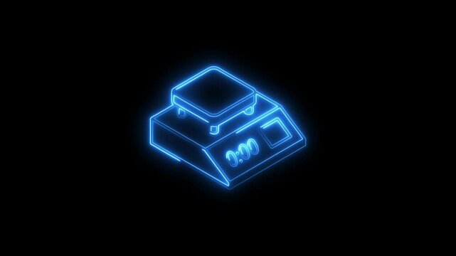 Glowing neon weighting icon 4k isolated on black background. HD Video motion graphic animation