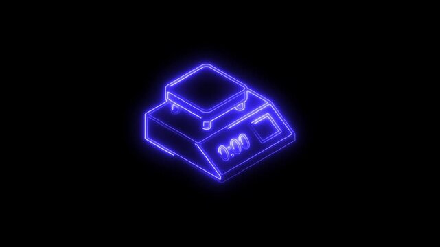 Glowing neon weighting icon 4k  isolated on black background. HD Video motion graphic animation