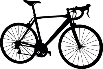 Obraz premium Isolated Black Silhouette of Road Bike with Drop Handlebars on White Background
