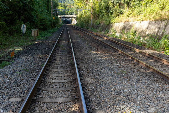 railroad tracks in the countryside