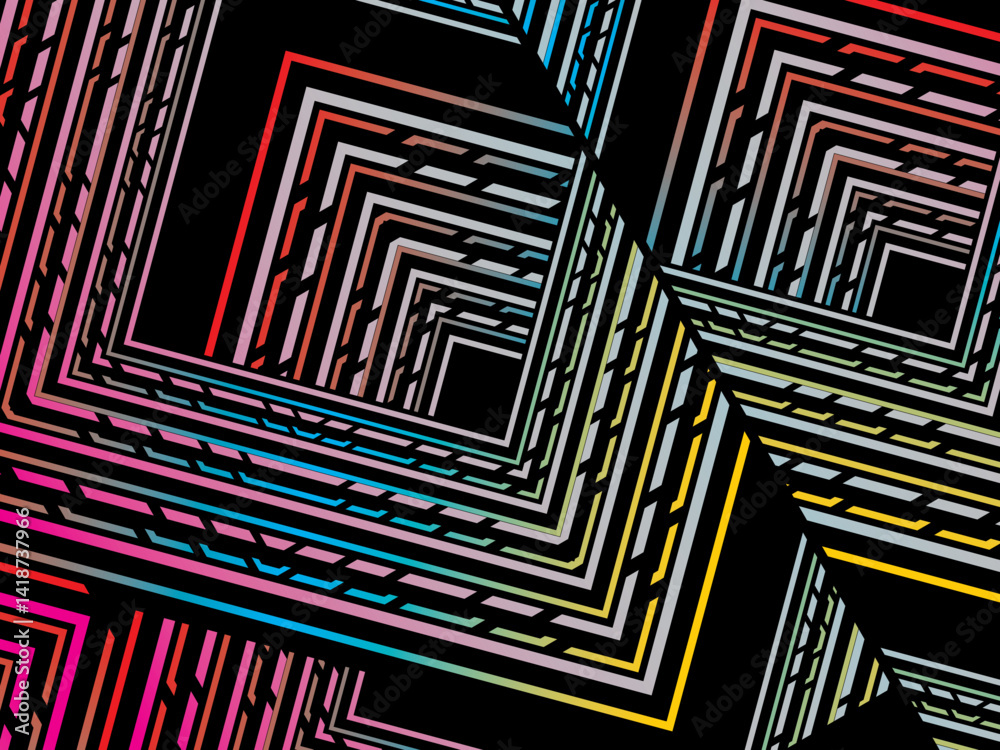 Fototapete colorful lines on black background. vector minimal line background with text for social media covers