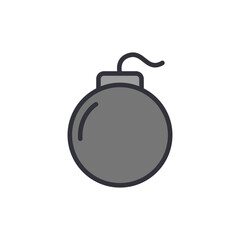 Bomb colored icons, minimalist vector illustration ,simple transparent graphic element .Isolated on white background