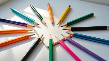 Fototapeta premium Color Pencils Forming A Circle