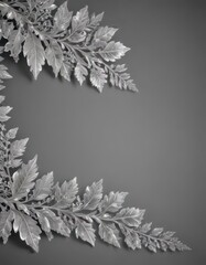 Shimmering silver leaf lace border, metallic texture, elegant design , silver, detail