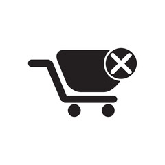 Shopping Cart with Delete Cross Icon Ecommerce Cancellation, Return, Remove Item Graphic