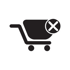 Shopping Cart with Delete Cross Icon Ecommerce Cancellation, Return, Remove Item Graphic