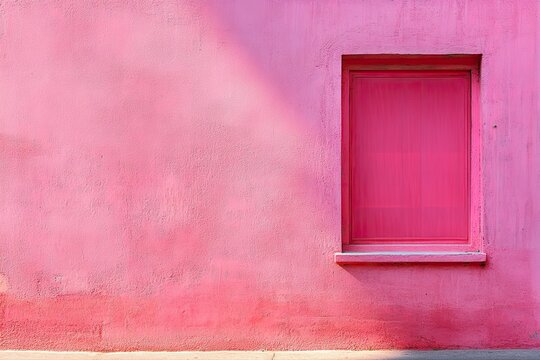 Bright Pink Wall With a Single Pink Window