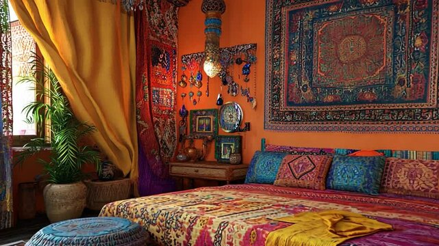Vibrant Bohemian Bedroom Interior Design