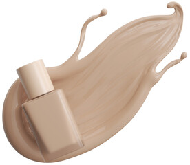Liquid makeup foundation Bottle with Cosmetic cream splash