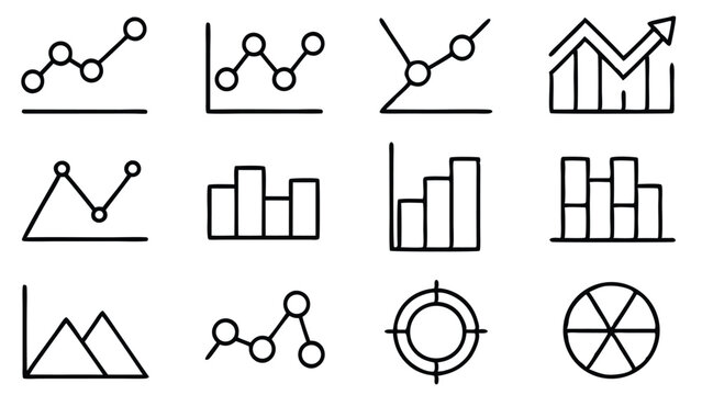 Hand Drawn Chart Icons Set for Business Data Analysis