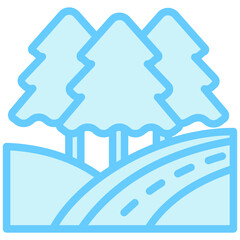 Fototapeta premium Forest Walk blue color, mini illustration icon, related to relaxation, spa, wellness and more. Vector EPS 10 for modern concept, print, UI, UX kit, web and app development