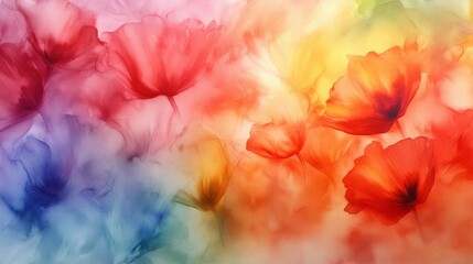 Fototapeta premium Colorful, abstract floral watercolor painting.