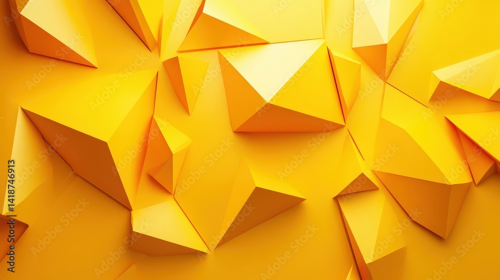 Poster a bold yellow geometric background with sharp, angular shapes creating an energetic composition