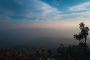 Breathtaking sunset views over the mountains landscape photography nature serene environment wide angle tranquility