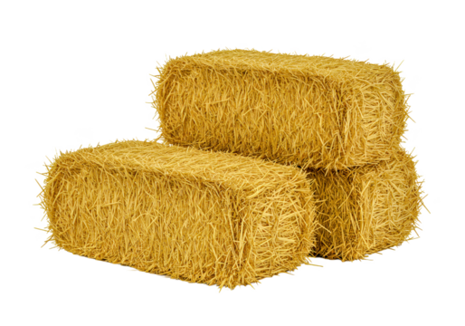 Three Golden Hay Bales Stacked High Rustic Farm Image - Powered by Adobe