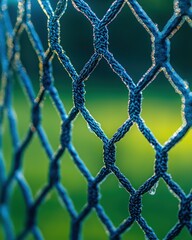 Fototapeta premium Close-up of a blue mesh netting