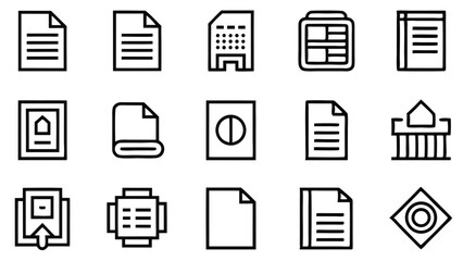 Collection of Document and File Icons in Bold Outline Style