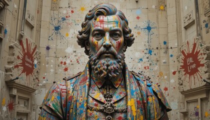 Colorful Graffiti Art Transforms Historic Bust A Vibrant Urban Renaissance