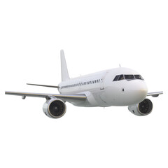 Obraz premium Sleek White Airplane with Blue Sky Background for Travel Concepts, isolated on transparent background.