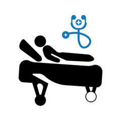 Medical patient treatment icon.