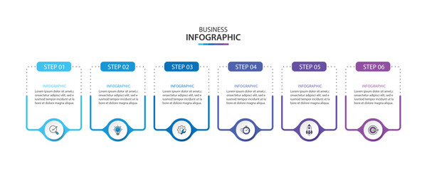 Vector Infographic template six option process or step for business
