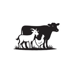 cow goat chicken vector