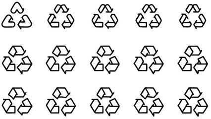 Collection of Fifteen Recycle Symbols Variations