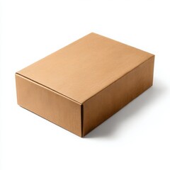 Cardboard shipping box, closed on white background