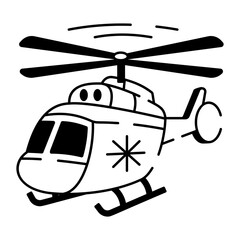 A doodle style icon of an emergency helicopter 