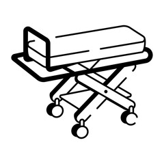 Hospital stretcher icon in hand drawn style 
