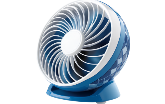 Fan, in a blue and white color scheme with a transparent background