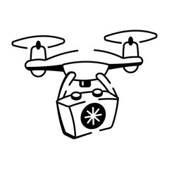 A doodle style icon of a medical drone
