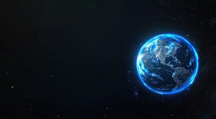 Fototapeta premium Earth in space, glowing blue