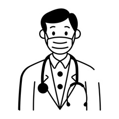 A hand drawn style icon of a doctor 