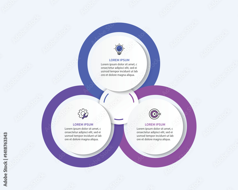 Wall mural 3 steps infographic template with 3 options. flowchart that can be used for business report, data vi